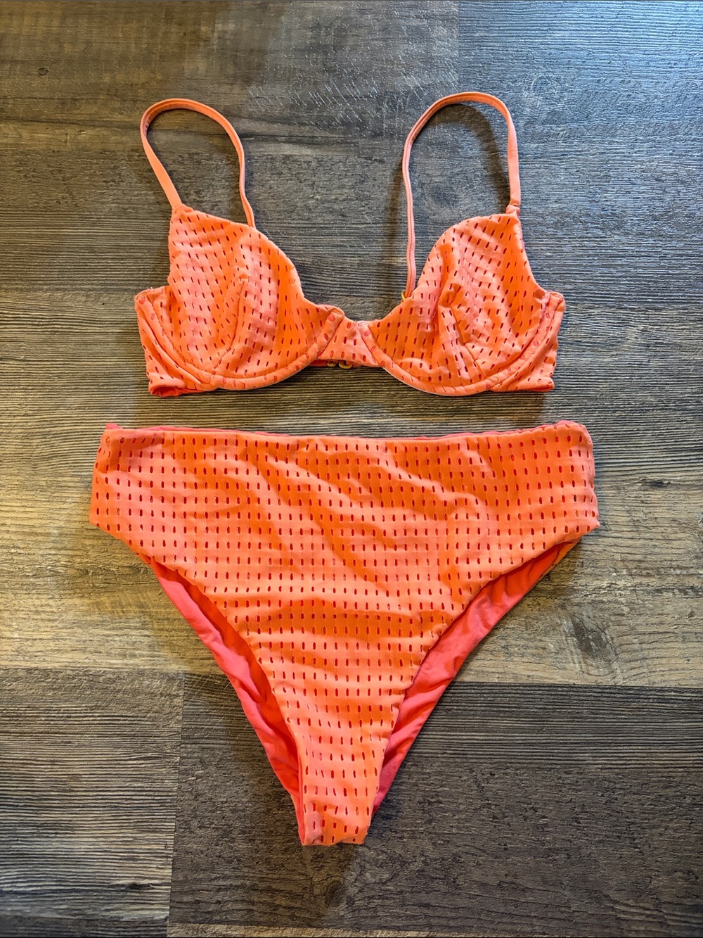 acacia swimwear Orange Textured Two-Piece Bikini Set